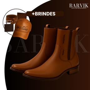 Kit Bota Maverick 4.0 em Couro Legítimo com Palmilha Ortopédica +BRINDES: Boné, Cinto e Carteira